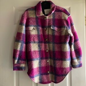 Aritzia Wilfred Ganna Shirt Jacket in Pink Purple Plaid